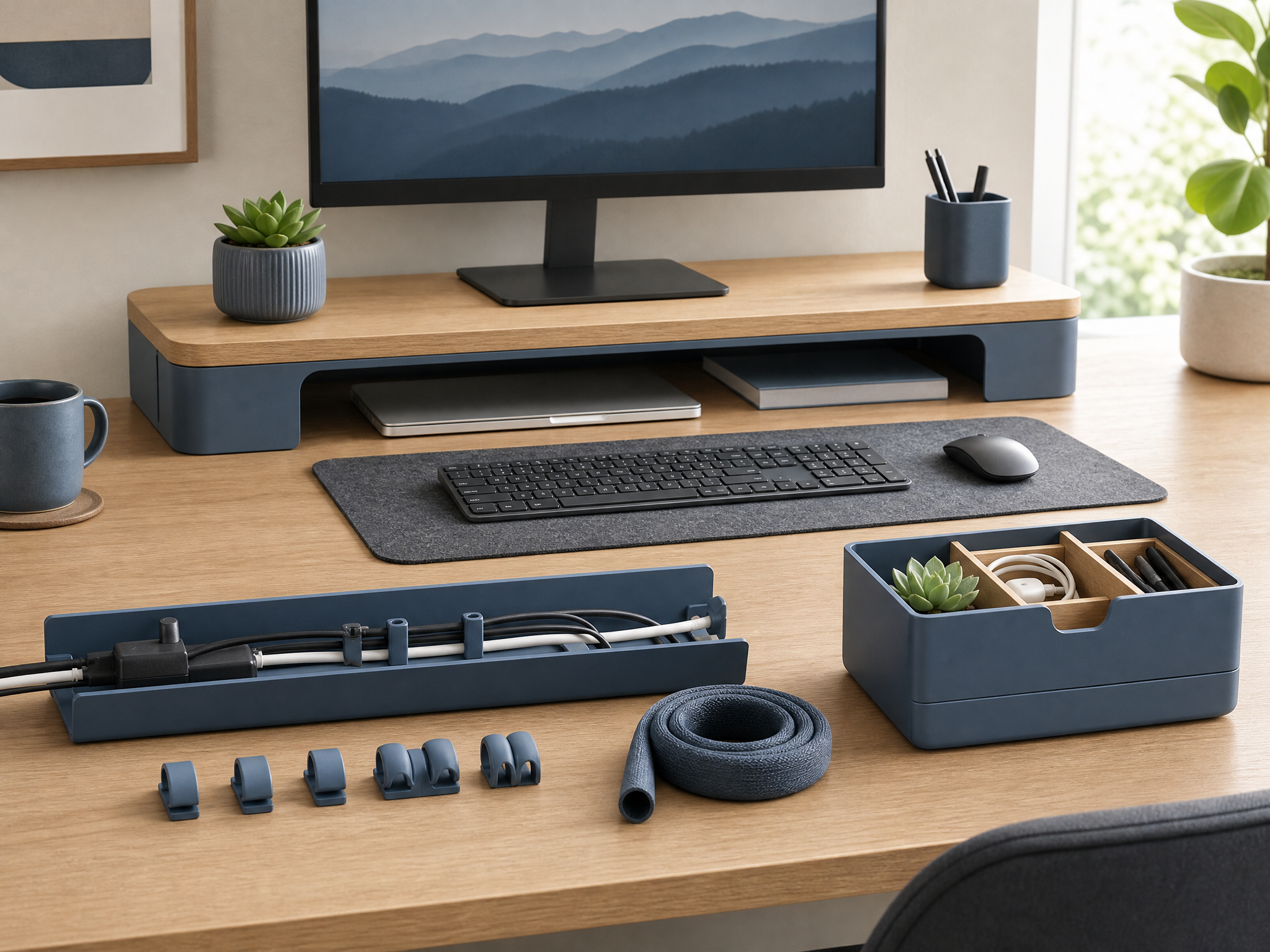 Home Office Cable & Desk Kit — A desk with no cable mess